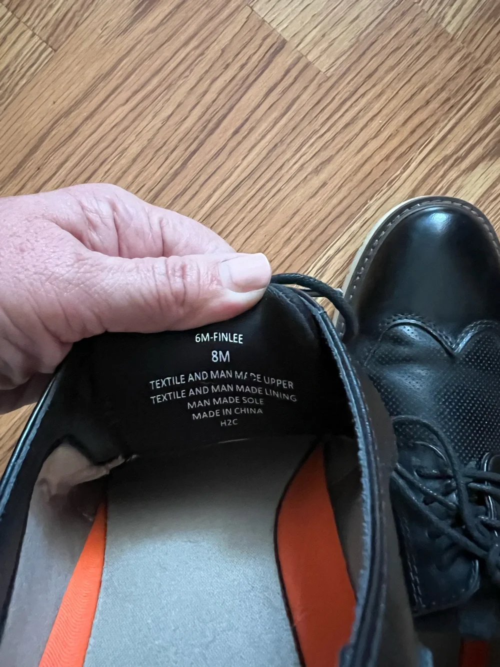 Mix No. 6 Men’s Black Leather Perforated Lace-Up Oxfords with Orange Insole